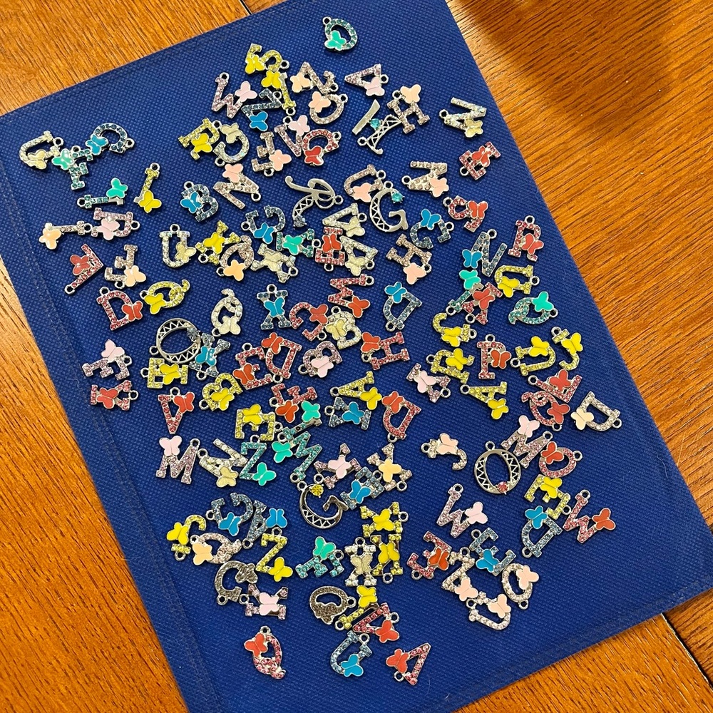 Enamel and colored "bling" alphabet charms
